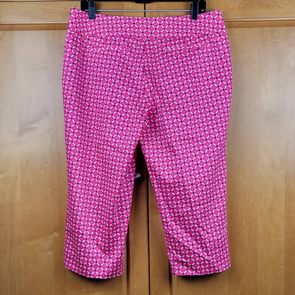 NWOT Worthington Hot Pink Black White Geometric Print Capri Pants - 10 - Picture 5 of 14
